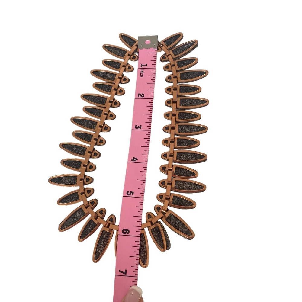 VTG Matisse Renoir copper black enamel necklace MCM mid century Nefertiti - Picture 5 of 10